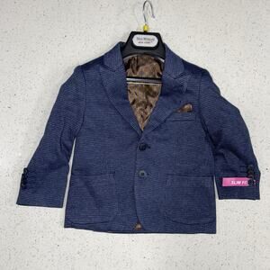 NWT Isaac Mizrahi Boy’s Size 2 Slim Fit Tweed Stretch Navy Sport Jacket